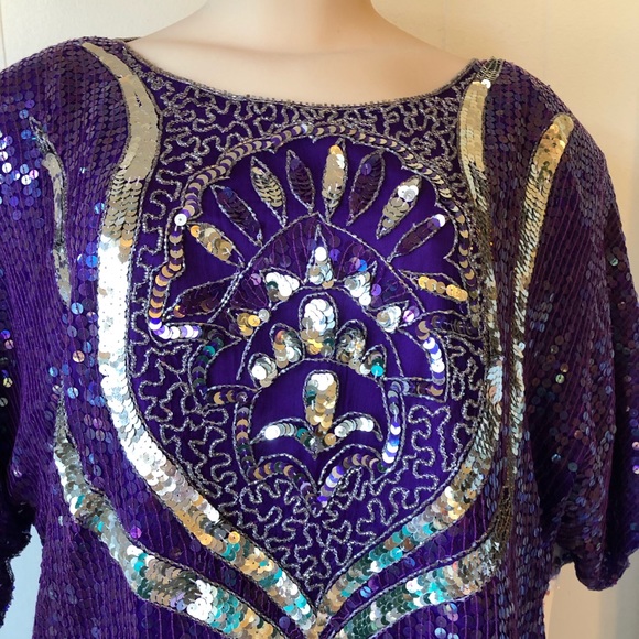Vintage Beaded Purple Top - Picture 1 of 7